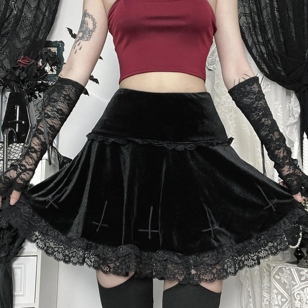 Elevate Your Style with Our Womens Gothic High Waist Mini Skirts - Perfect for Punk, Grunge, and Emo Fashion!