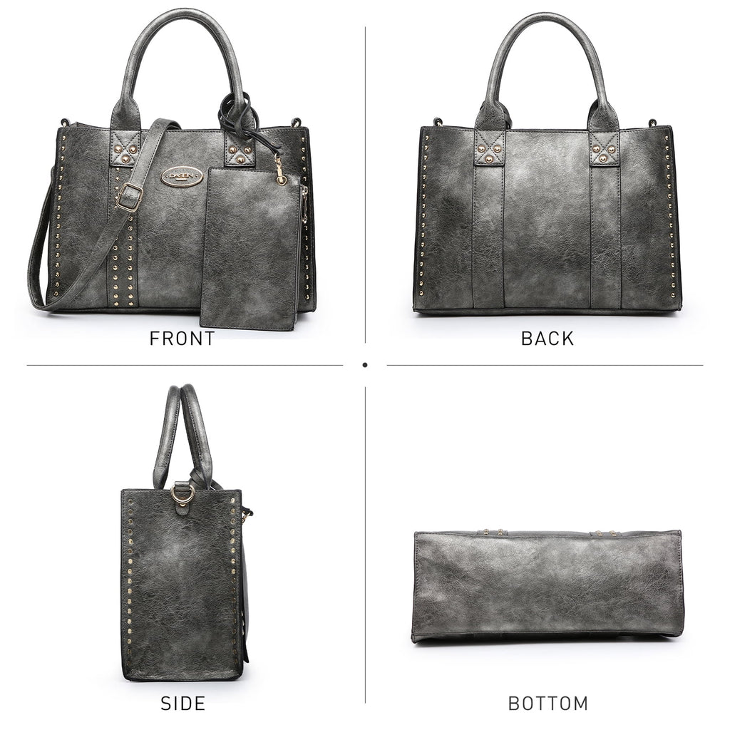 Chic 3-Piece Women's Faux Leather Tote Bag Set - Stylish Work Handbag with Detachable Organizer and Wristlet
