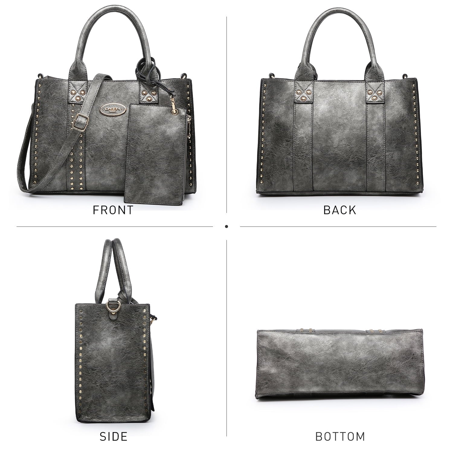 Chic 3-Piece Women's Faux Leather Tote Bag Set - Stylish Work Handbag with Detachable Organizer and Wristlet