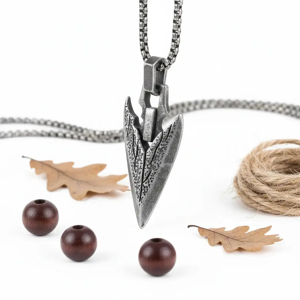 Vintage Viking Spear Necklace Norse Mythology Silver Pendant for Men & Women