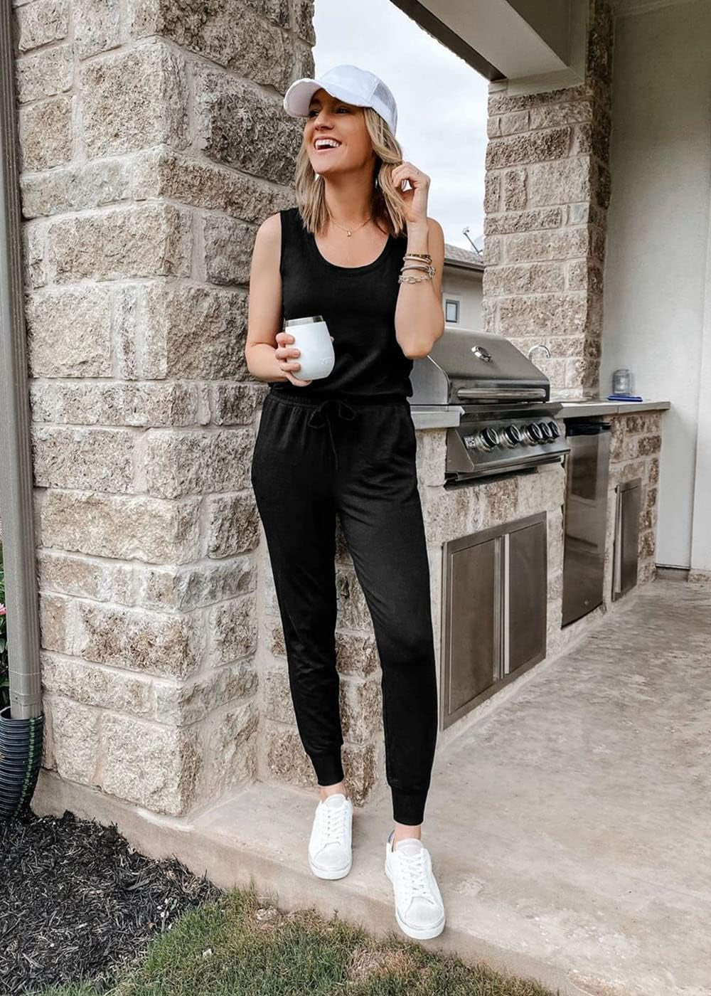 Stylish Matching 2 Piece Travel Set for Women - Comfy Sleeveless Tank Tops & Drawstring Jogger Pants - Perfect Spring/Summer Casual Outfit for Lounge, Airport, and Cruise