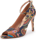 Women'S High Heels Platform Dress Ankle Strap Stilettos Open Toe Pump Heeled Sandals Multicoloured