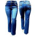 Womens plus Size Destroy Blue Denim Jeans Bootcut Pants (N596)