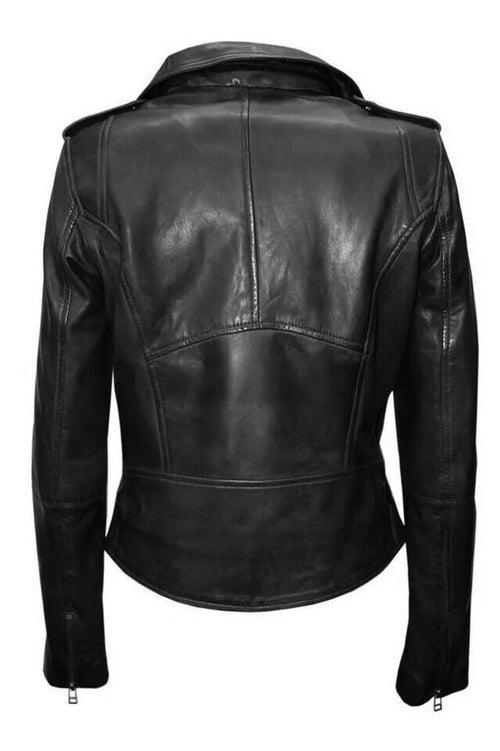 BEST SELLING New Women'S Black Jacket 100% Pure Sheepskin Stylish Slim Fitjacket