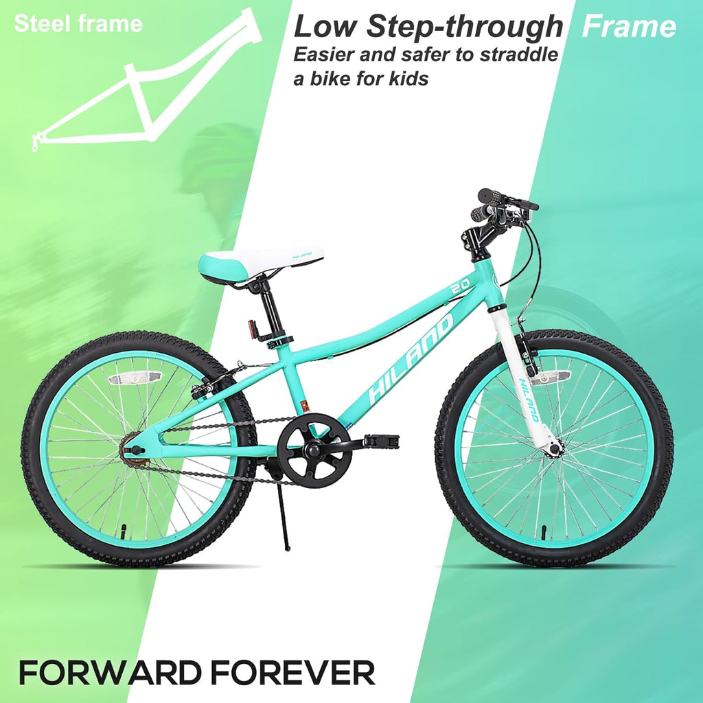HILAND 20 Inch Kids' Bicycles Mountain Bike for Boys, Girls 5+ Years Old, Single Speed Kids Bicycles with Dual Handbrakes, Child Bike | Kids Bicycles
