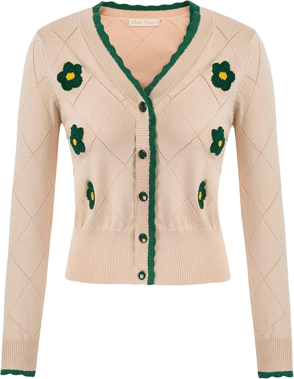 Long Sleeve Cardigan Sweater for Women Button down V Neck Floar Cardigan Cropped Cardigan Shrugs