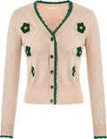 Long Sleeve Cardigan Sweater for Women Button down V Neck Floar Cardigan Cropped Cardigan Shrugs