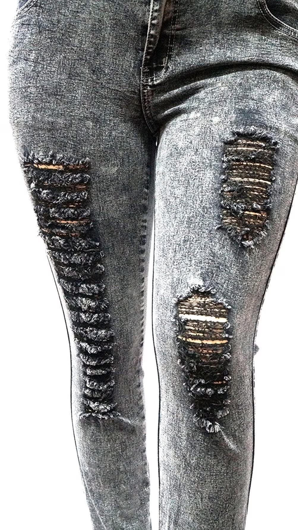 Women'S plus Size Stretch Distressed Ripped Skinny Denim Jeans Pants