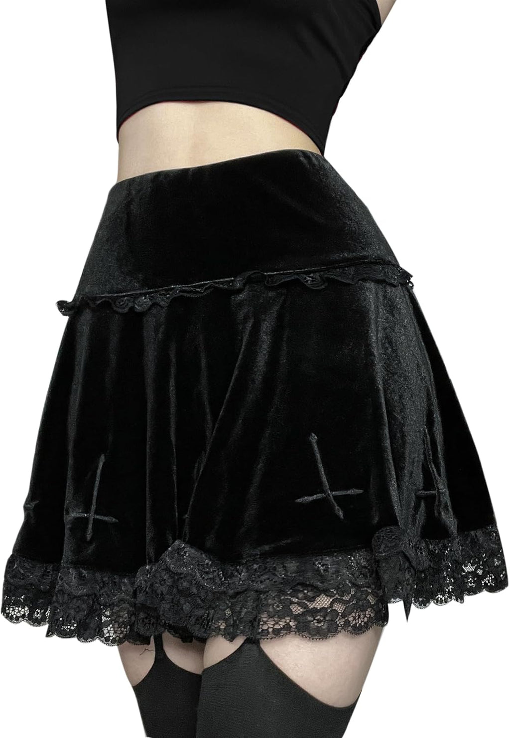 Elevate Your Style with Our Womens Gothic High Waist Mini Skirts - Perfect for Punk, Grunge, and Emo Fashion!