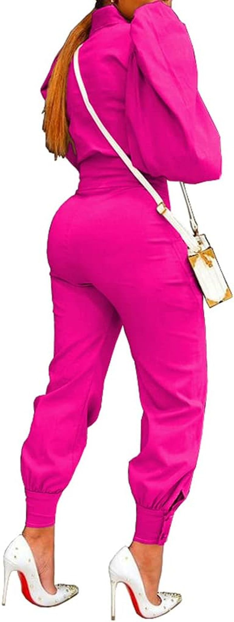 Elevate Your Style with Our Women's Fashion 2-Piece Pullover Set: Mock Neck Puff Sleeve Top & High Waist Pants for Chic Streetwear
