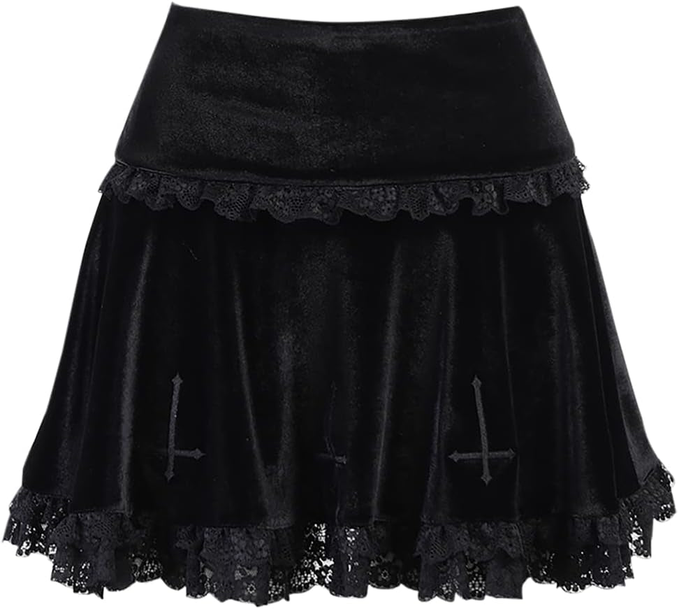 Elevate Your Style with Our Womens Gothic High Waist Mini Skirts - Perfect for Punk, Grunge, and Emo Fashion!