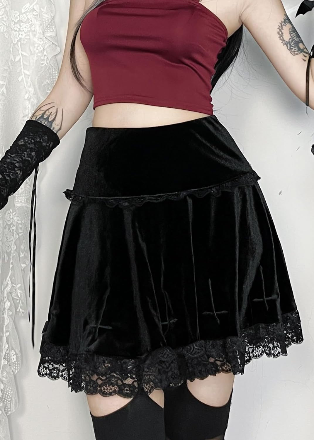 Elevate Your Style with Our Womens Gothic High Waist Mini Skirts - Perfect for Punk, Grunge, and Emo Fashion!