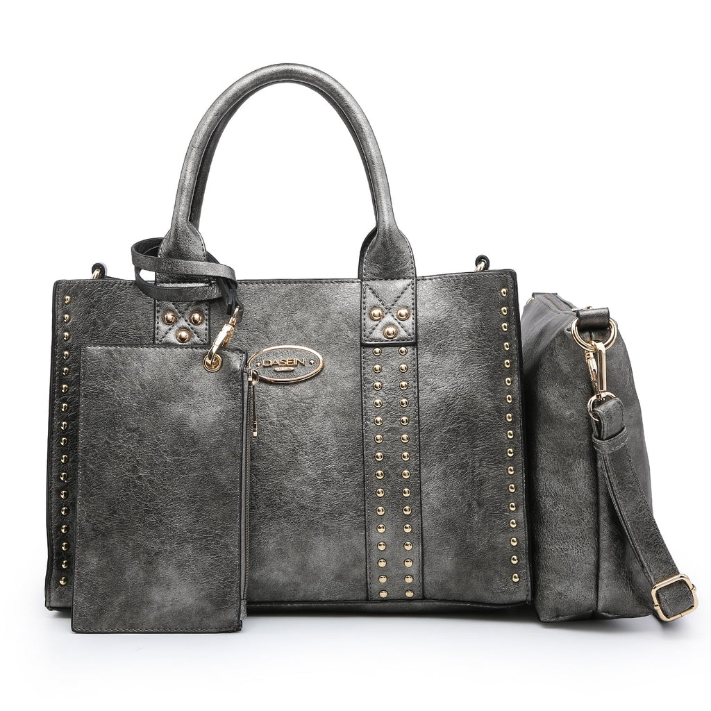 Chic 3-Piece Women's Faux Leather Tote Bag Set - Stylish Work Handbag with Detachable Organizer and Wristlet