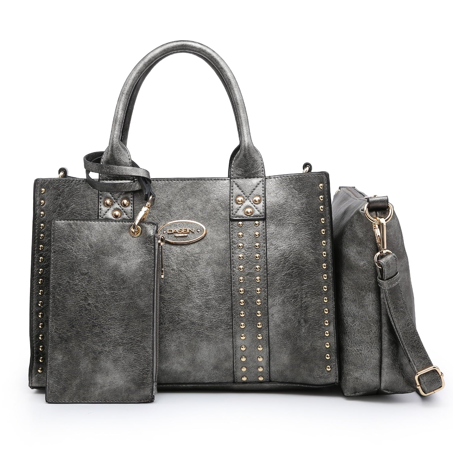Chic 3-Piece Women's Faux Leather Tote Bag Set - Stylish Work Handbag with Detachable Organizer and Wristlet