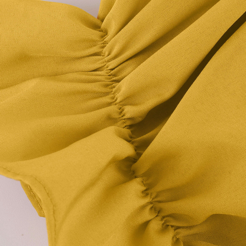 T Shirts for Women Women'S Fashion Ruffle Short Sleeve off Shoulder Tie up Back Crop Blouse Top Womens T Shirts Yellow + L