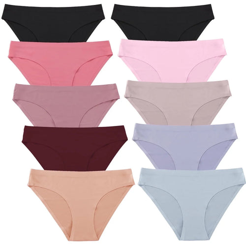 10 Pack Seamless Underwears for Women No Show Bikini Panties Invisibles Briefs Soft Stretch Hipster Underwear XS-XL