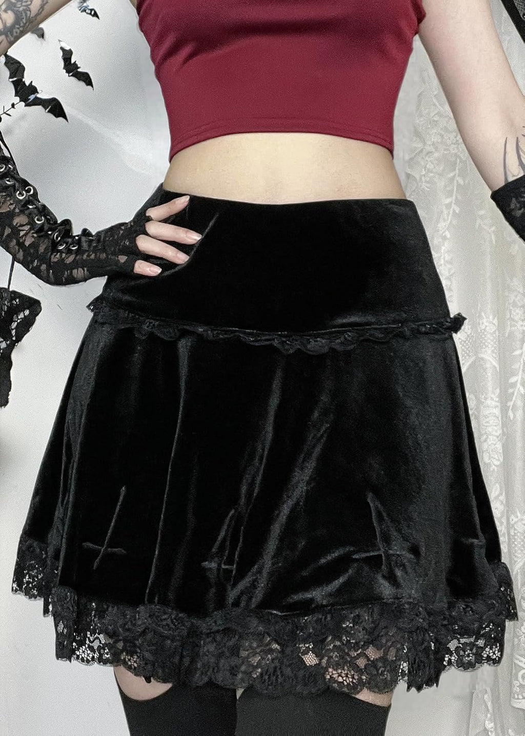 Elevate Your Style with Our Womens Gothic High Waist Mini Skirts - Perfect for Punk, Grunge, and Emo Fashion!