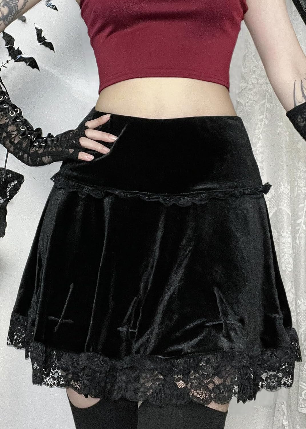 Elevate Your Style with Our Womens Gothic High Waist Mini Skirts - Perfect for Punk, Grunge, and Emo Fashion!