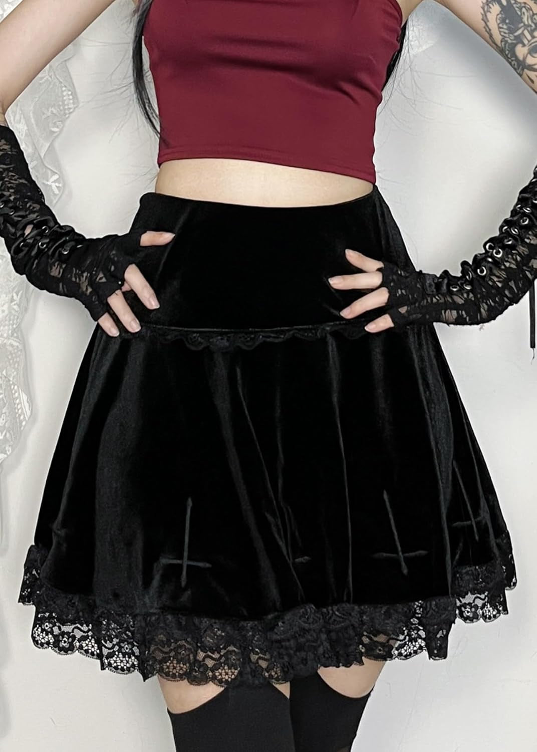 Elevate Your Style with Our Womens Gothic High Waist Mini Skirts - Perfect for Punk, Grunge, and Emo Fashion!