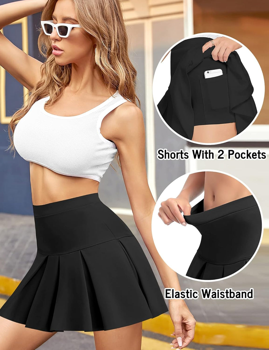 Womens Pleated Tennis Skirt with Shorts