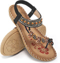 Flat Sandals for Women Summer: Casual Boho Beaded Toe Ring Dress Shoes - Comfortable Vacation Daily Walking Shoes