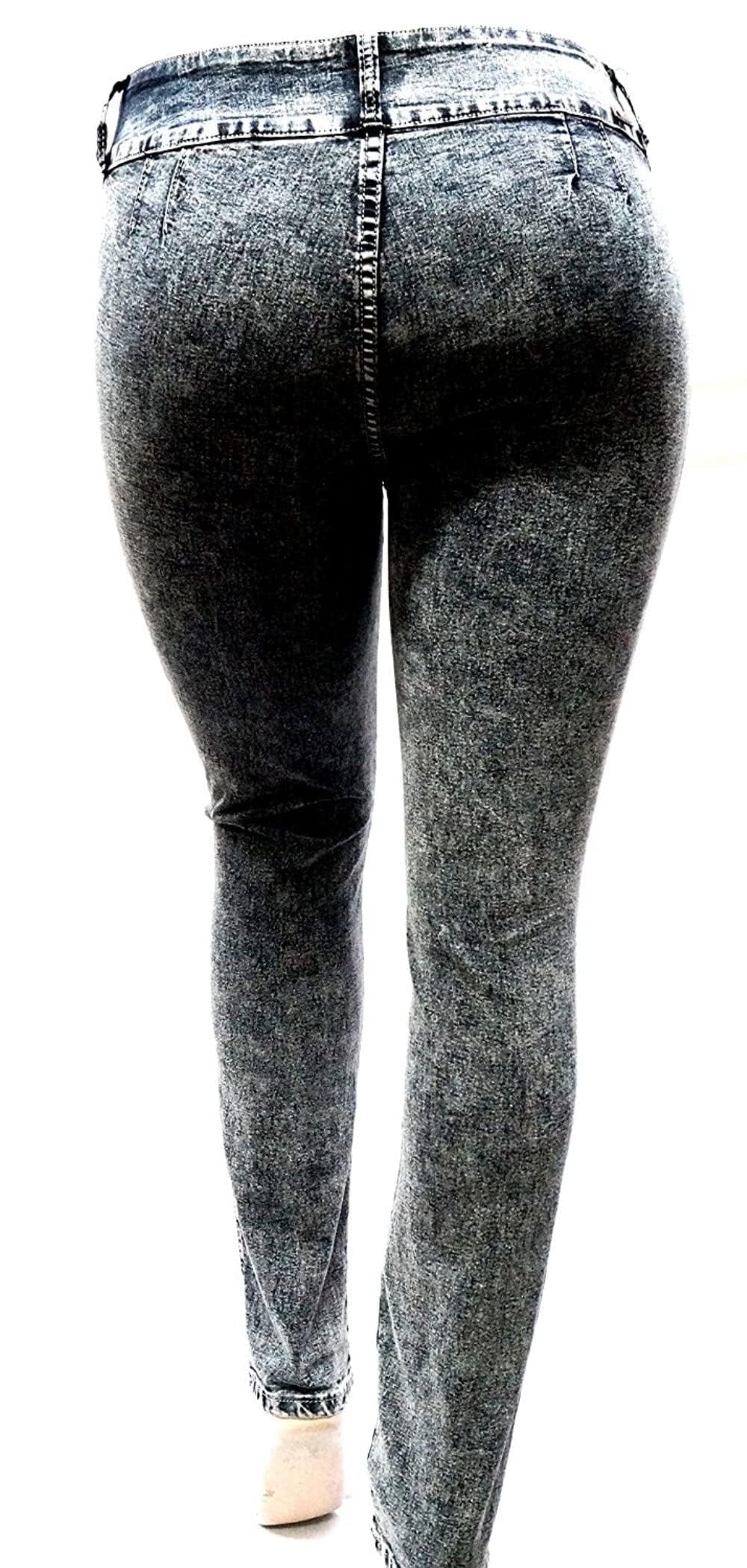 Women'S plus Size Stretch Distressed Ripped Skinny Denim Jeans Pants