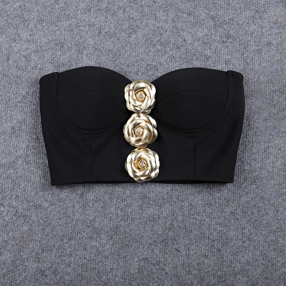 10006 2024 Minlan Style Women'S Two Piece Pants Spring Summer Bandage Dress Black Brand Same Style Two Pieces Sets Long Skirt Empire Crew Neck Meifei