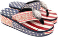 Women'S Flip Flop American Flag Pride Star Wedge Sandals Patriotic Comfort Flip Flop Slippers Red CW-US06-S089RD-10