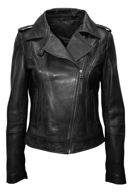 BEST SELLING New Women'S Black Jacket 100% Pure Sheepskin Stylish Slim Fitjacket