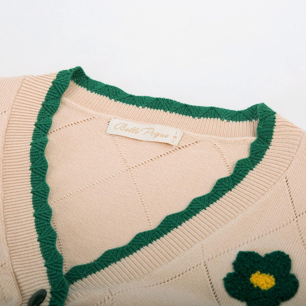 Long Sleeve Cardigan Sweater for Women Button down V Neck Floar Cardigan Cropped Cardigan Shrugs